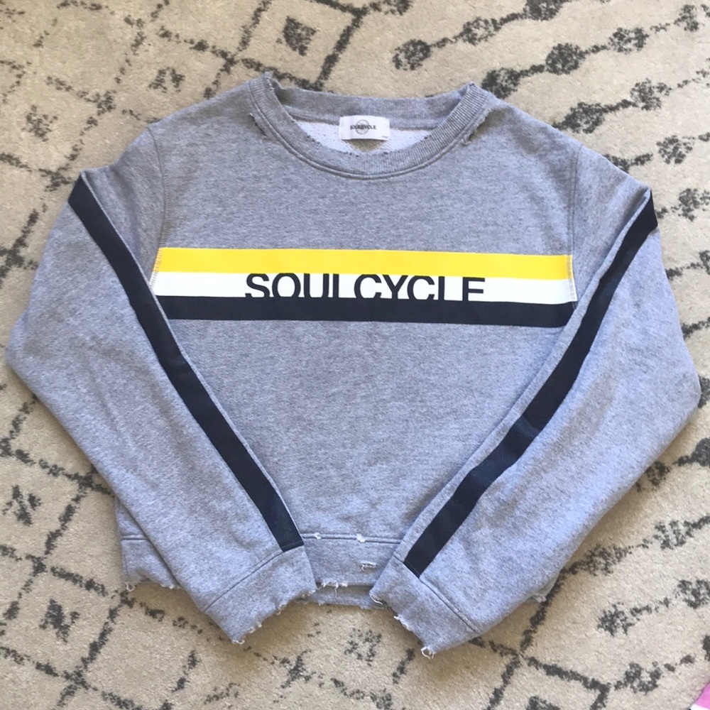Soulcycle cropped distressed pullover